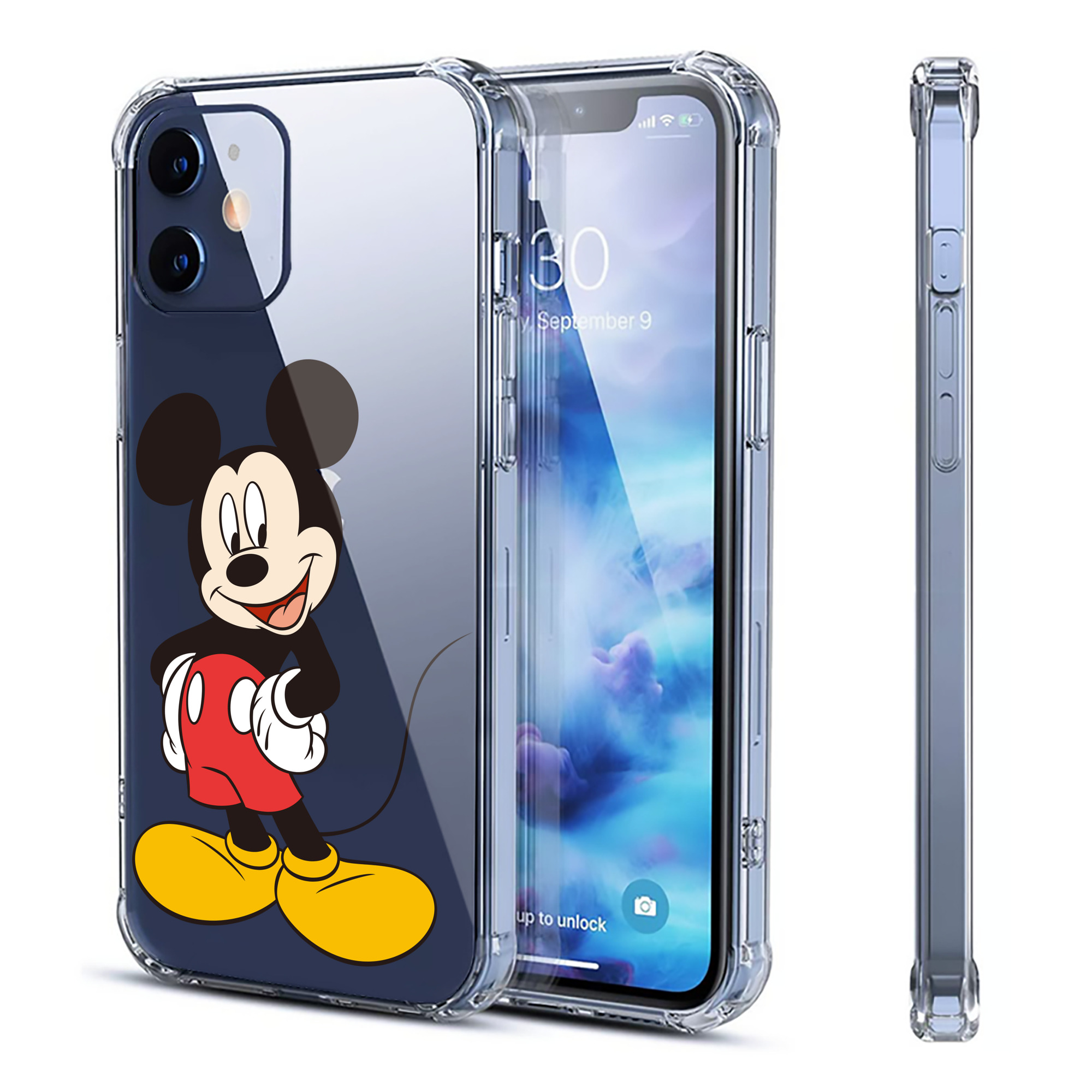 （画像用） ミッキーマウス Mickey Mouse 【iPhone 12シリーズ対応】透明スマホケース（クリアソフトケース）